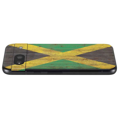 Jamaican Flag Dark Wood Google Pixel 8a Skin